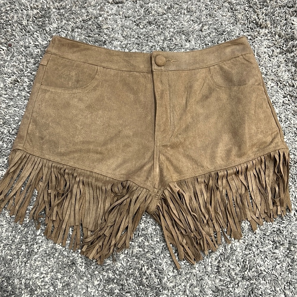 Suede Fringe Shorts